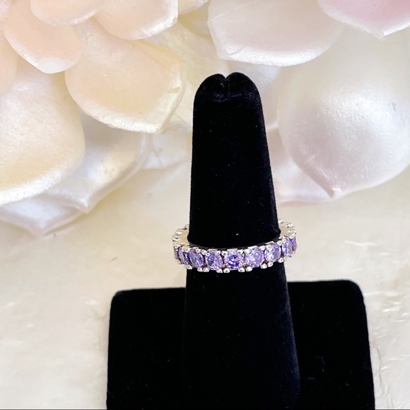 Sterling Silver Faux Amethyst Eternity Band 6.75